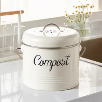 Nordic Style Home Compost Bin 3L Stainless Steel Kitchen Compost Bin Kitchen Composter for Food Waste Coal Filter ZM924