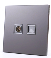 UTEN 6M膚感 電視電腦插座 灰色