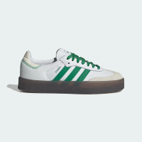 【adidas 愛迪達】Sambae W 女 休閒鞋 運動 經典 三葉草 厚底 增高 膠底 白綠(IE9105)