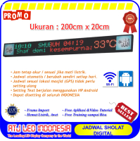 Jadwal sholat digital full LED tulisan berjalan jam masjid adzan