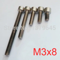50pcs/lot GR2 Titanium Ti Bolt M3 thread 8mm length M3*8 M3x8 Hexagon Socket Cap Screw Allen Head, acid and alkali corrosion