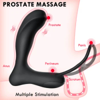 10 frequency Male Prostate Massager Double Penis Ring Dildo Vibrator Sex Toys For Man Prostate Anal Beads Plug Adult Massager