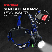 Alat Kamping Mendaki Gunung TaffLED Senter Headlamp 1 LED Cree XM-L T6 3000 Lumens - AHT404 - Black