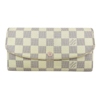 【二手名牌BRAND OFF】LOUIS VUITTON LV 路易威登 白色 棋盤格帆布 Emilie 扣式長夾 N41625