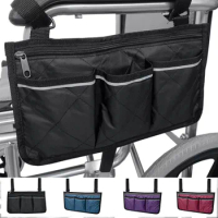 1Pc Armrest Storage Bag Walker Electric Scooter Wheelchair Armrest Side Storage Bag Seat Portable Pocket Folding Chair Organizer