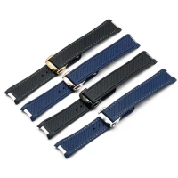 Men's silicone strap 20mm watch accessories for Omega hippocampus 300 AT150 8900meters marine rubber butterfly buckle watch band