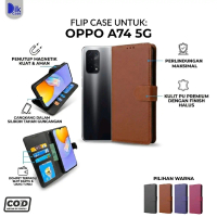 Flip Case untuk Oppo A74 5G Casing Dompet Kulit Premium Magnetic Stand Holder dengan Tali Full Prote