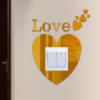 Mirror Wall Switch Sticker Socket Sticker Decoration Stylish and Popular Security 3D Heart Shape