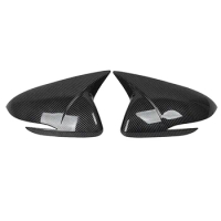 1Pair Carbon Fiber Horn Side Door Rearview Mirror Cover Trim Shells Cap Replacement Parts For Hyundai Elantra 2016-2019