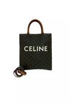 CELINE 二手 Celine 小號 Triomphe 塗佈帆布直式 Cabas 手提包