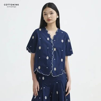 COTTONINK - Atasan Blouse Wanita Layal Wajik #ArchipelagoCitaSenada M Biru Laut