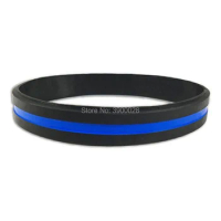 300pcs Black Thin Blue line silicone wristband bracelet free shipping by DHL