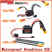 SURPASS HOBBY Waterproof Brushless ESC Speed Controller 45A 60A 80A 100A 120A 150A With XT60 Plug for 1/7 1/8 1/10 RC Car