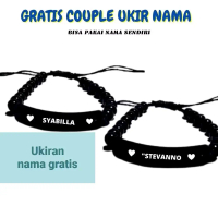 GELANG UKIR NAMA Batu Akrilik Hitam dengan Ukiran Warna Kuning & Putih untuk Dewasa Garansi 3x Lipat