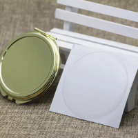 62mm Gold Compact Mirror Blank Magnifying Pocket Mirror +Epoxy Sticker DIY set #18032