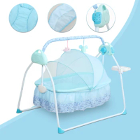 0-18 months Electric Kid Baby Crib Cradle Infant Rocker Auto-Swing Sleeper Bed Cot Bluetooth Blue 25kg