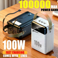【24H SHIP】Bank Kuasa SUNESY 100000mAh Dibina dalam 2 Kabel 100000mAh powerbank heavy duty originalLa