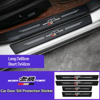 MUGEN Car Door Sill Protection Sticker Carbon Fiber Decorative Strip for Honda Mugen Power Accord Civic Vezel Crv City Jazz Hrv