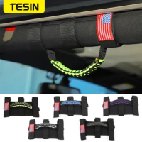 TESIN Weave Grab Handle Rope Strap for Jeep Wrangler CJ YJ TJ JK Car Roof Door Pull Rope Anti-slip For Suzuki Jimny Accessories