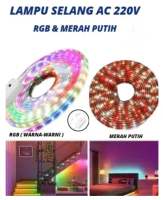 LAMPU LED STRIP SELANG WARNA WARNI MERAH PUTIH  + ADAPTOR OUTDOOR LED STRIP AGUSTUS LAMPU HIAS
