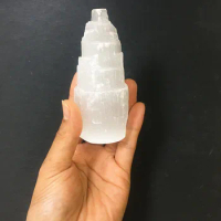 Natural quartz crystal selenite tower lamp reiki healing home decor mineral specimen collection