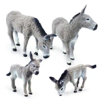 Simulation Grey Donkey Model Cute Animals Toy Action Figures Farm Pasture Plastic Figurines Decorations Collection Children Gift
