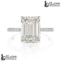 iLove Jewellery 925 Silver 4.5ct G-Color Asscher Cut Cubic Zirconia Ring Birthday Wedding Women Cinc