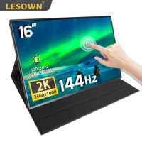 LESOWN 16 inch 2.5K 144Hz Portable Monitor 2560x1600 16:10 100%sRGB Travel Touch Gaming Display Extension Screen for PC Computer