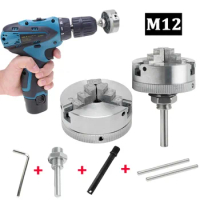 Z011 3 Jaws Manual Lathe Chuck High Carbon Steel Self-Centering Mini Drill Chuck M12 Connection Rod Turning Machine Accessories