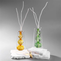 120ml Natural Glass Reed Diffuser Set with Sticks, Aroma Oil Diffuser for Home, Office, Hotel, Bathroom, Reed Diffuser Gift Set