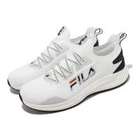 【FILA】慢跑鞋 Water Resistant 男鞋 白 黑 防潑水 襪套式 運動鞋 斐樂(1J911X123)
