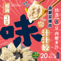 【威海Way Hai】28g超大顆 高麗菜豬肉水餃 鮮Ｑ手作汁汁餃x3盒(20顆/560g/盒)-8盒