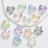 Big bag Transparent UV Phantom Cut Five pointed Star Love Acrylic DIY Bracelet Bead Material Wholesale Jewelry Accessories