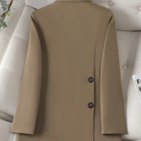Yitimuceng Elegant Blazer for Women Korean Fashion Long Sleeve Split Solid Jackets Office Ladies Chic Coats Autumn Winter 2023