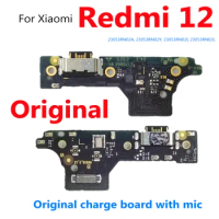 Original Charge Board For Xiaomi Redmi 12 Redmi12 Microphone USB Port Connector Dock PCB Charging Flex Cable