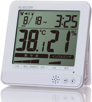 日本代購 空運 ELECOM OND-04WH 溫濕度計 溫度計 濕度計 溼度計 時鐘 鬧鐘 中暑警告 可壁掛