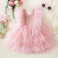 Ruffles Lace New Summer Dress for Girls Backless Cute Toddler Kids Birthday Princess Dress Baby Holiday Casual Vestidos 1-5 Yrs