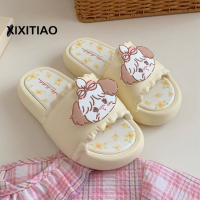 XIXITIAO รองเท้าแตะรูปหัวใจสำหรับผู้หญิงรองเท้าแตะลูกสุนัขน่ารักชื่อร่วมฤดูร้อน