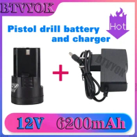 12V 6200mAh Lithium Battery 18650 Battery Power Tools accessories For Cordless Screwdriver Electric Drill Battery with charger