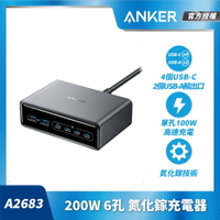 ANKER   200W GaN 6孔桌面充電器 USB-C/USB-A A2683
