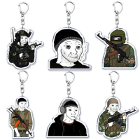 Hot Doomer Meme Wojak Acrylic Keychains Keyring for Accessories Bag Catboy Pendant Key Chain Ring Je