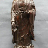 S5195 22" Tibet Bronze Gilt Folk Lotus Stand Shakyamuni Sakyamuni Buddha Statue