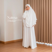 Naima Abaya Gamis Set French Khimar Bahan Crinkle Air Syari bisa Umroh Haji Lebaran By Umnawear