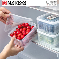 asdfkitty*日本製 NAKAYA 有濾網方型保鮮盒-透氣瀝水.可微波.冷凍冷藏-放豆腐.草莓