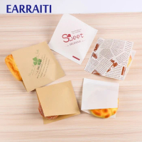 1000 Pcs 15x15cm Trigonometric Kraft Paper Bag Donuts Sandwich Bags For Bakery Bread Food Packaging Bags White Brown Customized