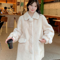 Xiaochen fur snowball fur ball style imitation mink young fur integrated eco-friendly fur coat for women