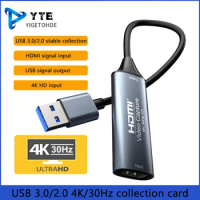 YIGETOHDE USB3.0/2.0 Video Capture Card 1080 HDMI-compatible 4K@30Hz Game Grabber Record for Switch Xbox PS4/5 Live Broadcast