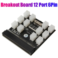 NEW-Breakout Board 12 Port 6Pin LED Display Power Module Server Card Adapter For HP 1200W 750W PSU GPU Miner Mining BTC ETH