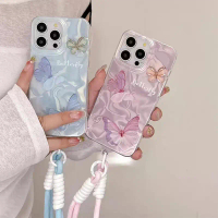 3D Trendy Butterfly Cartoon Case For Honor Magic 8 Lite X6B Plus 400 Smart Girl Lanyard Water Ripple
