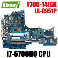 For Lenovo Ideapad Y700-14ISK Laptop Motherboard LA-C951P With CPU i7-6700HQ R9 M735-2G Mainboard FRU 5B20K44717 5B20K81624